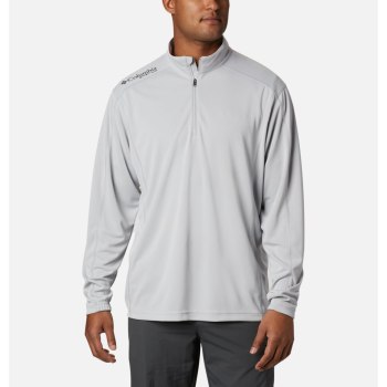 Columbia PFG Low Drag 1/4 Zip Top, Sudaderas Grises Para Hombre | 437165-KUV